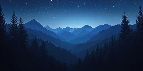Wall Mural - Mountain Range at Night