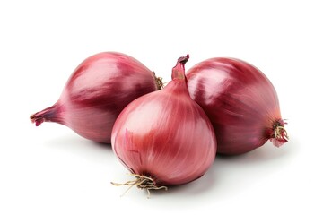 Poster - Close-up of three red onions on a white surface