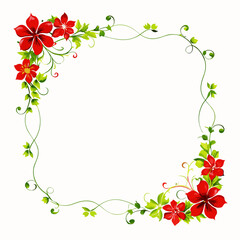 Wall Mural - Floral frame background on a isolated white background (14)