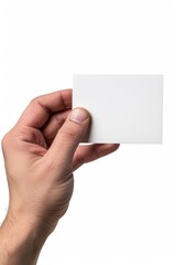 Wall Mural - A person holding a white business card with company details