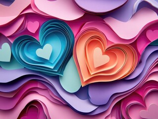 Poster - Paper Hearts Background