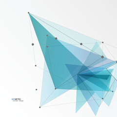Fototapete - Abstract triangles connect design. Geometric texture background. Scientific vector technology