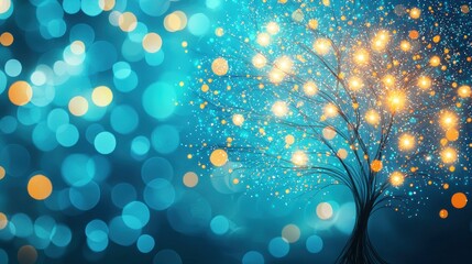 Wall Mural - abstract team tree: a tree with branches that resemble outstretched arms, where each branch holds a 