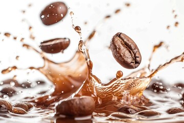 Canvas Print - A close-up shot of coffee beans with a few scattered on top