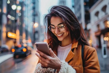 Canvas Print - A person checking their mobile device, possibly busy or distracted