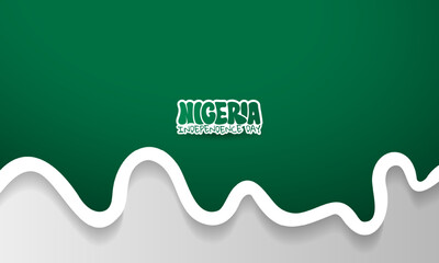 Wall Mural - Gradient green white background with thick curved white line design. Nigeria independence day