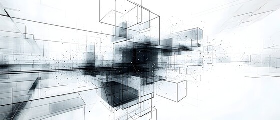 Abstract 3D Wireframe Structure of Futuristic Website Layout Digital Design Concept for Web Development Visualization Modern Technology Background