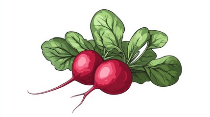 A delightful radish illustration, bursting with the colors and textures of a fresh harvest, brought to life in a captivating  or color style.