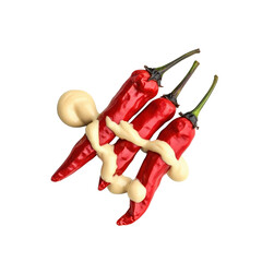 Three Red Chili Peppers Drizzled with Creamy Sauce