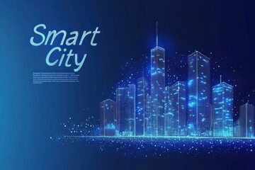 Wall Mural - Futuristic Smart City Skyline Illustration