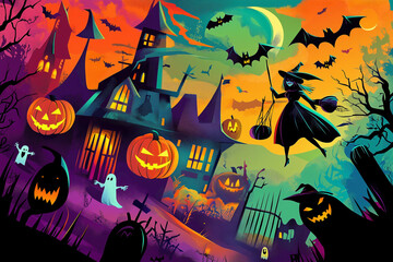 halloween pumpkin witch jack o lantern evil face background wallpaper fright tradition culture fantasy art