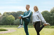 © New Africa - Happy couple doing exercises in park. Healthy lifestyle