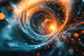 Wall Mural - swirling cosmic energy with light and flames creating a magical vortex of surreal beauty in the abst