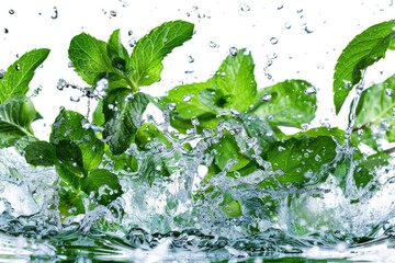 Poster - A close-up of leaves floating in water, suitable for use in nature or science-related contexts