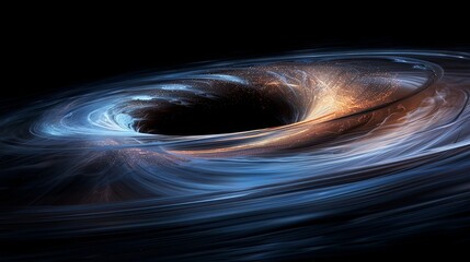 a blue and orange spiral with a hole in the middle. the spiral is surrounded by a dark blue backgrou