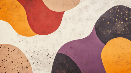 Wall Mural - Abstract fluid shapes in warm earth tones, modern geometric design with speckled texture