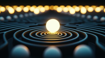 Wall Mural - unique knowledge leading to success: an abstract maze filled with glowing orbs representing knowledg