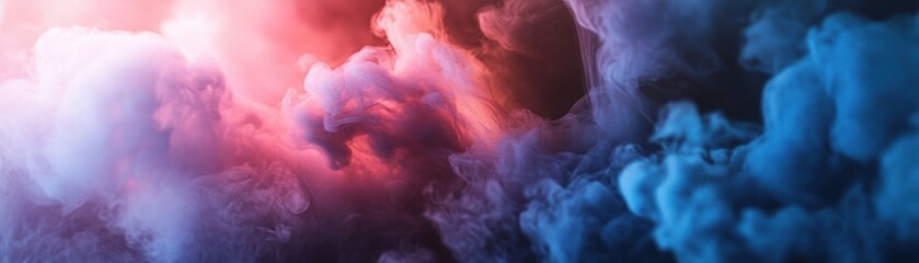 Canvas Print - Abstract Swirling Blue and Pink Smoke on Black Background