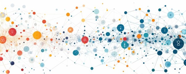 Wall Mural - Abstract illustration of interconnected dots and lines, representing a social network and digital connectivity. Free copy space for text.