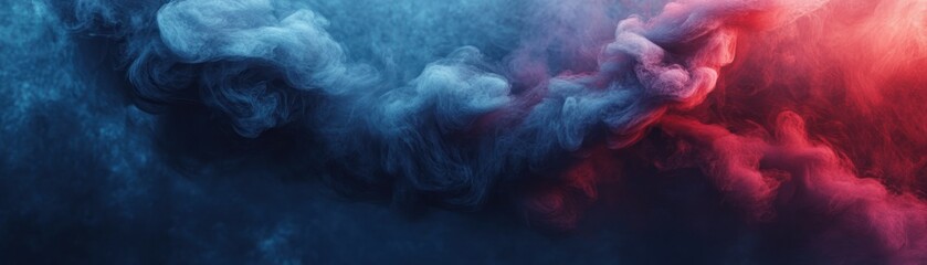 Canvas Print - Abstract Swirling Blue and Red Smoke on a Dark Background