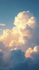 a serene wallpaper of fluffy white clouds with golden sunlight streaming through, set against a deep