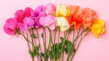 Poster - Colorful Flower Arrangement on Pink Background