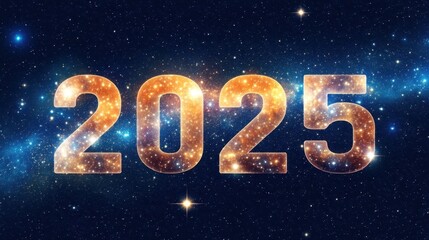 Wall Mural - starry cosmic background illustrating year 2025