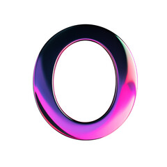 hologram dark glossy 0 NUMBER alphabet Realistic 3D on white background. Generative AI