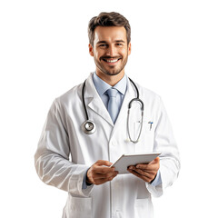 male doctor portrait isolated on transparent or white background