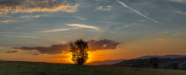 Wall Mural - Beautiful summer sunset near Vysoke nad Jizerou town in Krkonose national park