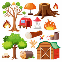 Camping elements collection on a isolated white background (2)