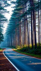 Poster - road in the forest