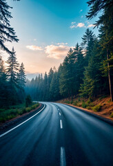 Poster - road in the forest 