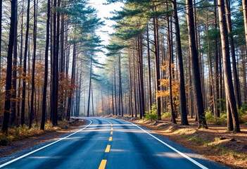 Wall Mural - road in the forest