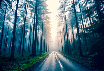 Poster - road in the forest 