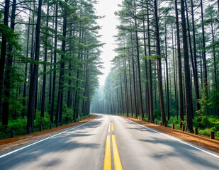 Wall Mural - road in the forest