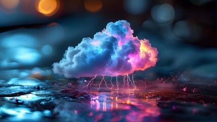 surreal thundercloud with vivid colors, representing fantasy and creativity, artistic background