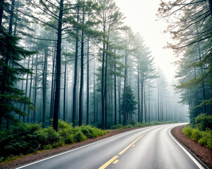 Wall Mural - road in the forest