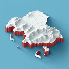 Wall Mural - A 3d isometric map of the italian peninsula.