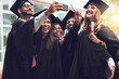© FotoPush/peopleimages.com - Graduation, university and selfie with excited students for celebration, achievement and success in education. Photography, friends and happy people on college campus with diploma at award ceremony
