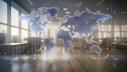 Wall Mural - technologies in the internet with world map