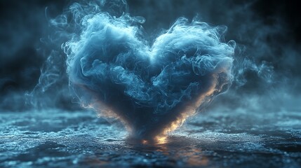 Sticker - A heart-shaped cloud of smoke against a dark background.