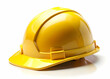 © Zohaib zahid  - A single yellow labor helmet with a glossy finish placed in the center of a clean white background, casting a subtle shadow