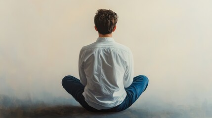 Back View of a Man in Meditation