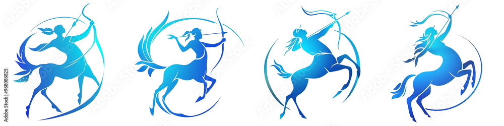 Sagittarius Zodiac Sign, Blue Gradient clipart collection, symbol ...