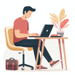 © MDSIAM - man working on his laptop, vector illustration