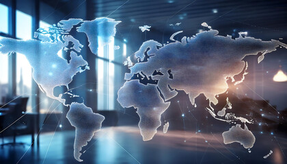 Wall Mural - technologies in the internet with world map