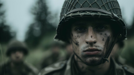 Wall Mural - Soldiers Approach The Normandy Beach.