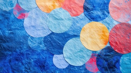 Wall Mural - Abstract Watercolor Circles on Blue Background