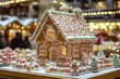 A Detailed Gingerbread House with Festive Decorations